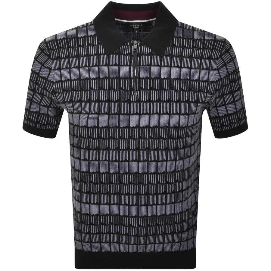 Ted Baker Levers Jacquard Zip Polo T Shirt Black | Mainline